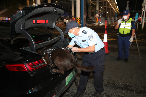 緝毒犬搜索檢查車輛后備箱.JPG